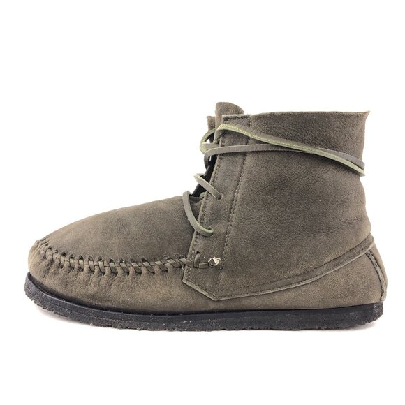 Isabel Marant Etoile Gray Leather Moccasin Winter Boots - Picture 1 of 14